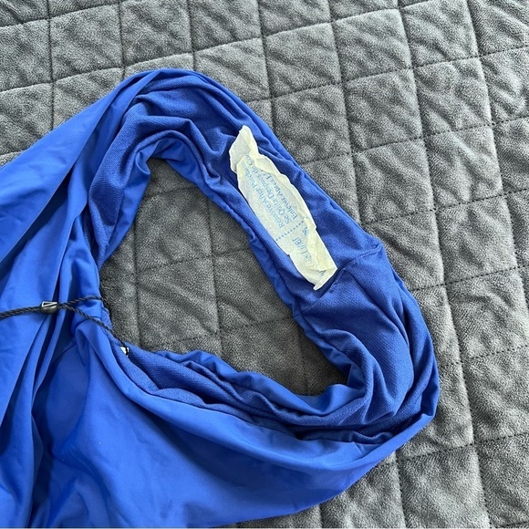 The Bikini Lab One Piece Swimsuit Women Large Blue Front Tie Plunging V Neck N - Picture 10 of 10